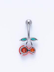 1 chiếc khuyên rốn bằng thép không gỉ, thiết kế hình quả anh đào đính đá Zirconia lấp lánh, phù hợp cho phụ nữ. - Nhiều màu - Xem 6