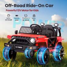 Kids Electric Ride On Car For 3-8, 2 Motors Off Road Truck With 2.4G Remote Control, LED Lights, Music, Horn & Wireless Connection, Battery Powered Ride On Toy For Boys Girls - Red - View 6