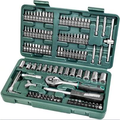 Kit de ferramentas para reparo automotivo com 46 peças, conjunto de ferramentas para manutenção de bicicletas e carros: chave de torque com catraca, chaves inglesas, chaves de fenda, conjunto de soquetes - ideal para reparo de bicicletas e carros!