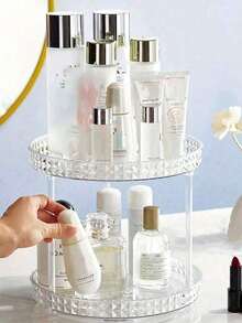 三层360°旋转收纳架，多功能桌面整理架，化妆品/浴室/厨房收纳架，展示架，珠宝盒，收纳袋，化妆刷架，化妆刷收纳架，香水收纳盒，化妆包，女士礼物，圣诞礼物，女士送礼佳品 - 香檳色 - 查看 2