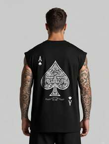 Streetwear T-Shirt Espadilha Tank Top Oversized Shirt Men's Playing Cards Summer Style Beach Summer Low-Cut Blouse Unisex Wide Cotton Gym