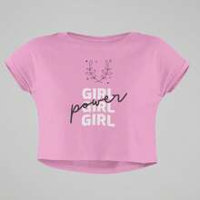 Crop Top Rosa para Dama Diseño Power Girl Ombliguera para Mujer - Rosa - Ver 2