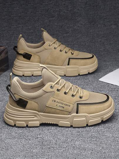Zapatillas de trabajo transpirables con paneles de malla en bloques de color para hombre, zapatillas de tenis informales para hombre, zapatillas resistentes y antideslizantes, zapatillas planas y bajas sin cordones
