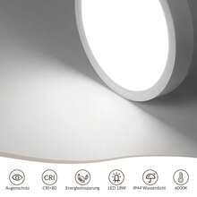 homefire Ceiling Lamp LED Ceiling Light Bathroom - 23CM Bedroom Lamp Flat 18W Black Hallway Lamp Ceiling IP44 Waterproof Bathroom Lamp 6000K Cold White Round Ultra Thin Kitchen Lamp For Kitchen Basement - 白色 - 查看 2