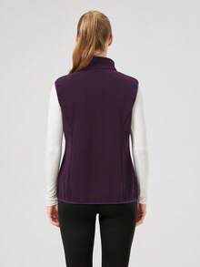 Áo khoác vest thể thao ngoài trời nhẹ dành cho nữ, thiết kế khóa kéo ẩn ở eo, dáng ôm, chất liệu lông cừu, thích hợp cho mùa đông. - Màu tím - Xem 7