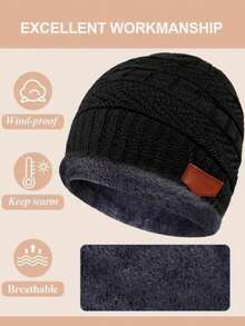3pcs/Set Knitted Beanie Hat, Neck Warmer Scarf And Gloves Set, Men's Warm Knit Cap, Ski Hat, Outdoor Sports Set For Autumn/Winter