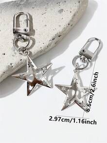 Silver 4-Pointed Star Keychain, Minimalist Personalized Phone Bag Charm, Car Key Chain Accessory