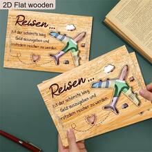 1 Piece Happy Birthday Cute Three Rats Wooden Money Holder Ornaments 2D Flat Double-Layer Wooden Decoration Plaque Ornaments Money Postcard Decoration Ornaments Birthday Gifts Christmas Gifts For Best Friends - Multicolor - View 5