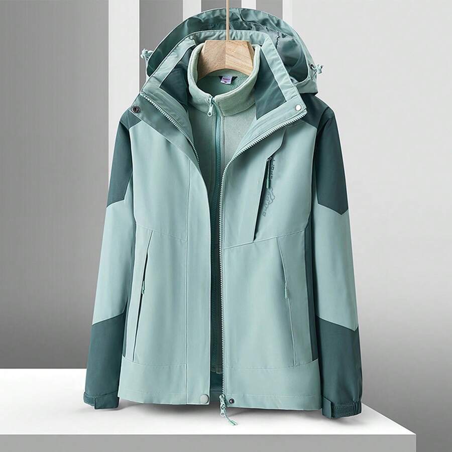 Women's Outdoor Lightweight 3-In-1 Thermal Lined Windbreaker Jacket,Winter - Green - View 1