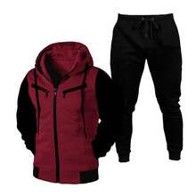 Sweatshirt And Pants Set With Pocket Unisex Tracksuit Kit - 紫紅色 - 查看 1