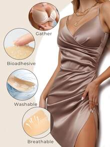 1/2 Pcs Sticky Push Up Bra – Strapless & Backless Self-Adhesive Bra For Women, Breathable & Invisible Support For Dresses, Wedding Gowns & Summer Outfits