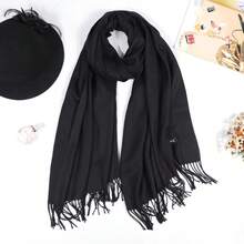 1 Stück Damen Einfarbiger Fransen Eleganter, leichter und weicher Schal für Outdoor Sonnenschutz