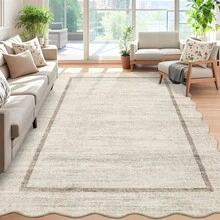 Modern Home Decor Simple Living Room Area Rug Non Slip Thin Bordered Entrance Runner Rug Non Shedding Low Pile Mat Throw Rug Easy To Clean Stain Resistant Carpet Printed Washable Soft Floorcover For Dinning Room Kitchen Laundry Bathroom Bedroom - Beige - View 4