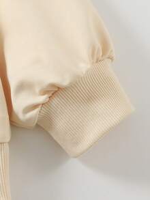 1件少女Y2K甜美风蕾丝蝴蝶结印花卫衣，柔软舒适，日常休闲穿着。 - 杏色 - 查看 5