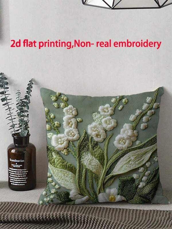 1 件复古风格雪花花卉枕套，18x18 英寸，仅可手洗，编织涤纶，装饰靠垫套，适用于客厅和卧室 - ABEF1227