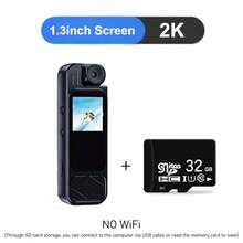 2K Mini Body Camera 1.3inch Screen 180° Rotatable Lens Body Mounted Camera Small Portable IR Night Vision Body Camera Camera Bike 1000mAh Large Capacity And Ultra-Long Standby Time