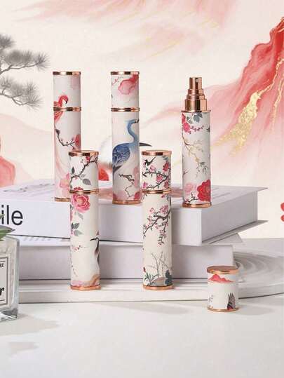 10ml Bottiglia di profumo portatile di alta qualità, stampata con motivo fenice su pelle e vetro, aspetto di lusso, piccola bottiglia per profumo e spray idratante