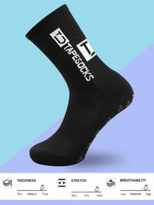 FLSHMCEN Sports Outdoor Men's Soccer Socks Anti Slip 1 Pair Non-Slip Gripper Pads For Football Basketball Sports With Grippers Socks - Black - View 3