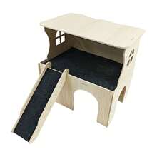Hamster Wooden House, Small Animal House, Cage Accessories, Easy-Install Bed, Guinea Pig Habitat