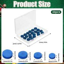 20 件台球杆头替换套件，带储物盒，提供卓越的抓握力和控制力 - 藍色 - 查看 3