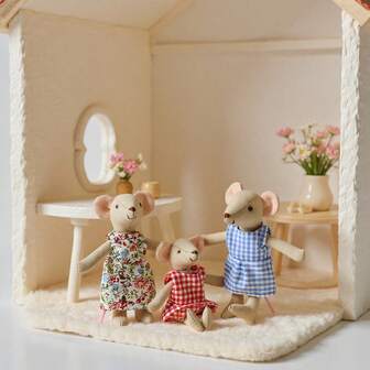 1 件手工可穿戴娃娃衣服，老鼠娃娃，小女孩娃娃，婴儿安抚和睡眠毛绒玩具，儿童布艺玩具，生日娃娃礼物，适合婴儿、男孩和女孩，娃娃屋人