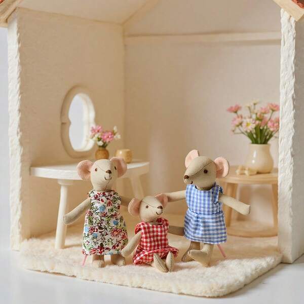 1 Stück handgemachte tragbare Puppenkleidung, Mäuse Puppen, kleine Mädchen Puppen, Baby beruhigende und schlafende Plüschtiere, Kinderstoff Spielzeuge, Geburtstags Puppen Geschenke, geeignet für Säuglinge, Jungen und Mädchen, Puppenhaus Menschen