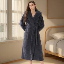 Cationic Couple Robe, Men/Women Long Thick Fleece Warm Bathrobe, Long Sleeve Soft Plush Sleepwear Set, Luxurious Warm Christmas & New Year Gift