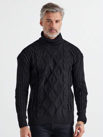 Men Cable Knit Regular Knitwear Sweater