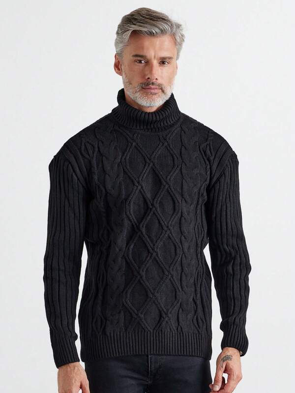 Men Cable Knit Regular Knitwear Sweater