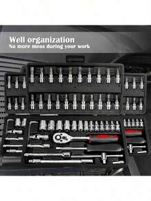 46pcs Socket Wrench Set, Ratchet Wrench Set And Extension Bar Swivel Slide Socket, For Automotive Repair And Home Use