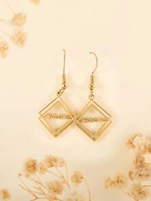 1pc 18K Gold Stainless Steel Jewelry, Personalized Name Earrings, Custom Earrings With Name 925 Silver, 18K Gold Plated, Birthday Gift, Friendship Earrings, Christmas, Comes With An Exquisite Gift Box As A Mother's Day Gift For Daily Dressing