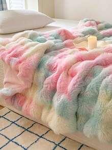 1pc Luxury Faux Fur Plush Blanket, Thick Double-Layer Soft Fluffy Throw Blanket With Cloud-Like Feeling, Suitable For Home, Living Room, Bedroom, Sofa - Multicolor - View 13