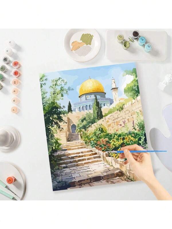 1pc DIY Digital Oil Painting, Creative Landscape Painting DIY Digital Oil Painting Handmade Coloring Oil Painting (Random Style)