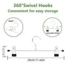 30-5pcs Clothes Hanger With Clips, Pants Hangers With Clips Heavy Duty, Adjustable Metal Pants Hanger, Hangers, Skirt Hangers With Clips Space Saving Hangers For Jeans. Suitable For Pants, Bras, Scarves And Underwear. It Is Ideal For Use In Wardrobes, Closets, Bedrooms, Balconies And Dormitories.