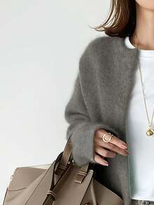 Women Cardigans - Dark Grey - View 2
