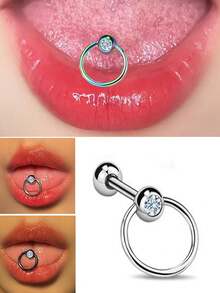 1件时尚人体穿刺饰品，批发欧美流行低过敏性不锈钢空心球锤舌钉