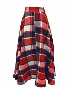 Falda casual de mujer con bolsillo a cuadros, primavera - Multicolor - Ver 3