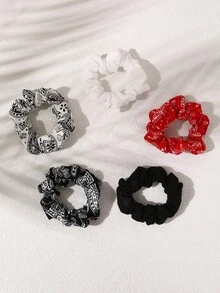 5 Dây buộc tóc in họa tiết Paisley tối giản cho nữ, thiết kế xoắn ốc, thích hợp để đeo hàng ngày, mùa thu/đông - Nhiều màu - Xem 6