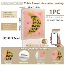 1/3 buc, Tablou de perete pe pânză, Decor de perete înrămat, Decor pentru camera copiilor, Te iubesc până la lună și înapoi, Decor de perete roz, verde, albastru, Cadou pentru bebeluși, Decor pentru creșă, Decor pentru preșcolari, Cadou de ziua de naștere, Decor de sărbători pentru copii