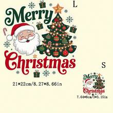 1 Stück/2 Stücke/3 Stücke Weihnachts-Hitzeübertragungsaufkleber - Weihnachtsmann, Weihnachtsbaum und "Fröhliche Weihnachten" Design, für DIY Kleidung, Kissen, Rucksäcke, T-Shirts, Hoodies, Segeltuch-Taschen, Weihnachtsdekoration - Verschiedenfarbig - Übersicht 13