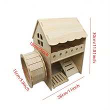 Hamster Wooden House, Small Animal House, Cage Accessories, Easy-Install Bed, Guinea Pig Habitat