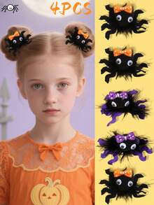 4 Stück Halloween Spinnen-förmige Haarclips, wellige Band Dekoration süße Spinnen Haarspangen, Festival Geschenke für Freunde, Halloween Haarschmuck