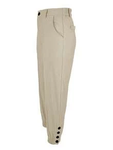 Jessefine Solid Color Zipper Hem Elastic Fabric Apricot Hem Pants, Elegant Commuter Style Daily Office Wear, Multi-Purpose Spring/Summer Trousers - Apricot - View 4