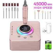 New 45000RPM Professional Electric Nail Drill Machine Rechargeable Nail File Nails Accessories Gel Nail Polish Sander Low Noise