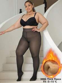 Colanți groși și căptușiți termic, mărime plus, 1 buc., colanți opaci, calzi, elastici, pentru femei, dresuri sexy la modă pentru femei, două opțiuni de grosime: 100 g pentru începutul toamnei, 300 g pentru iarnă, potriviți pentru -5~25 °C, excelenți pentru ținute de Crăciun și Halloween.