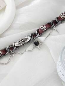 1 chiếc vòng cổ da đinh tán hình trái tim màu đỏ phong cách Gothic cổ điển, vòng cổ choker phong cách Punk Rock dành cho nữ, thích hợp để đeo hàng ngày và đi tụ tập - Xem 4