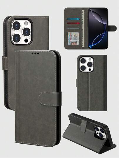 Cardholder Phone Cases For 16 Pro Max/17 Pro Max, Wallet Flip Leather Phone Cover For Galaxy S25/S25 Plus/S25 Ultra, Flip Phone Cases For Ip11/Ip13/14/15/16 Pro, Stand Phone Case For Galaxy A17/A16/A15/A14/A13/A12, Cool Cell Phone Accessories Redmi 15C With Bracket Function, Cell Phone Protector For XR/7/8/SE/16e, Credit Card Bank Mobile Phone Leather Case Compatible With Iphone17.