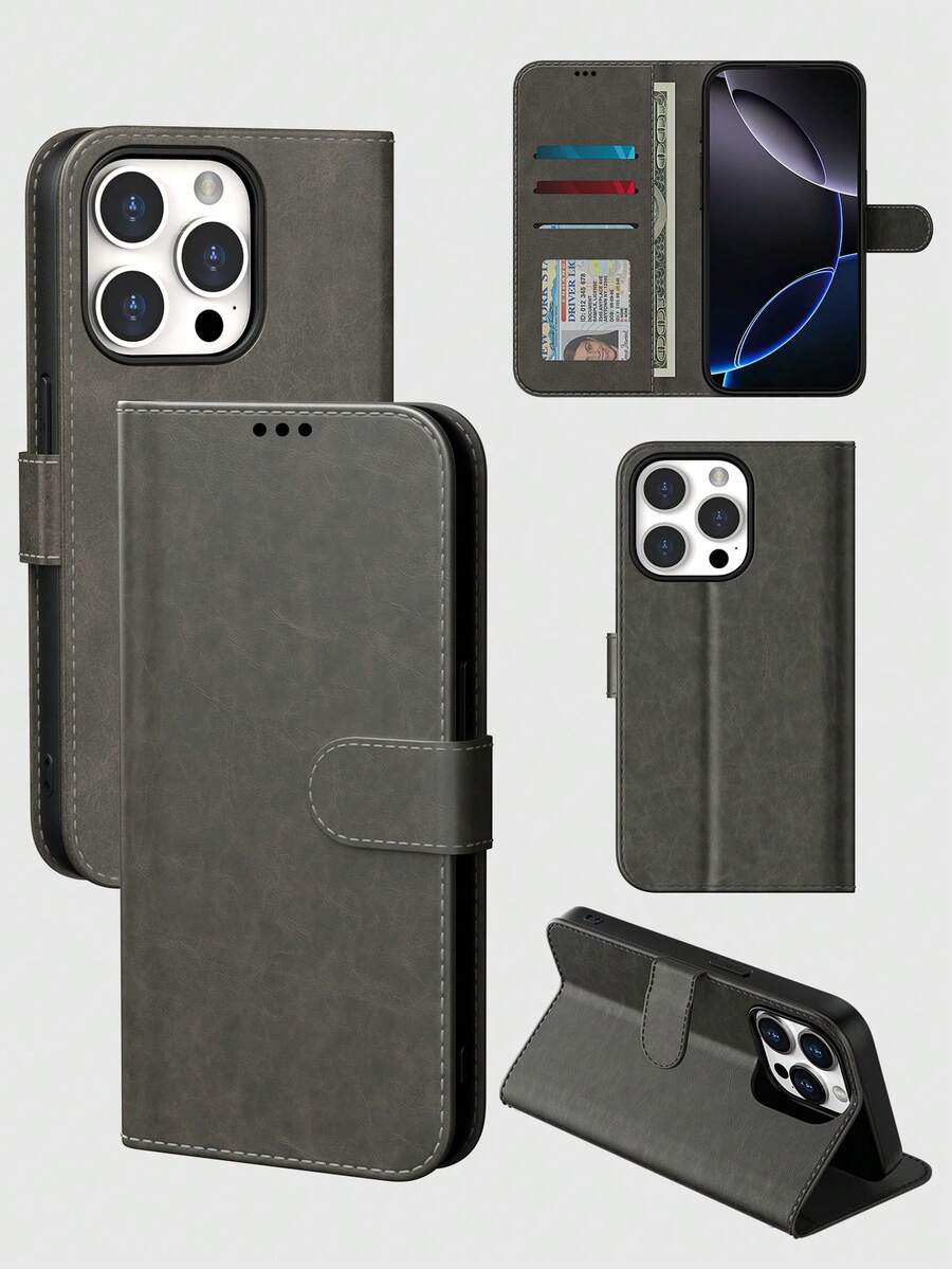 Cardholder Phone Cases For 16 Pro Max/17 Pro Max, Wallet Flip Leather Phone Cover For Galaxy S25/S25 Plus/S25 Ultra, Flip Phone Cases For Ip11/Ip13/14/15/16 Pro, Stand Phone Case For Galaxy A17/A16/A15/A14/A13/A12, Cool Cell Phone Accessories Redmi 15C With Bracket Function, Cell Phone Protector For XR/7/8/SE/16e, Credit Card Bank Mobile Phone Leather Case Compatible With Iphone17.