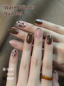 9-Colors Warm Collection Winter Glue Smudges Canned High Saturation Popular Semi-Solid Nail Polish Glue Nail Salon For Special Use Nails - Multicolor - View 9