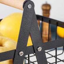 Double Layer Detachable Metal Storage Basket, Multifunctional Kitchen Counter And Catering Organizer, Used For Storing Fruits, Vegetables, Bread, Vegetable Storage Racks, Kitchen Accessories, Practical Racks - 黑色 - 查看 5